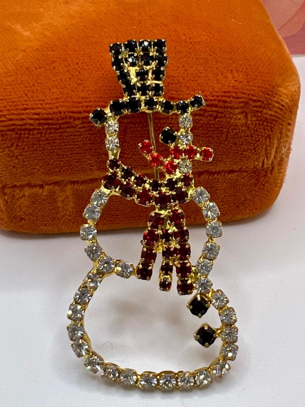Snowman All Glass Stone Brooch